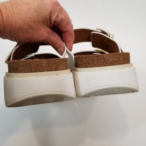 FitFlop Women's HE8194 GEN-FF Two- Bar Leather Slides Sandals White Size 37 - Picture 8 of 10